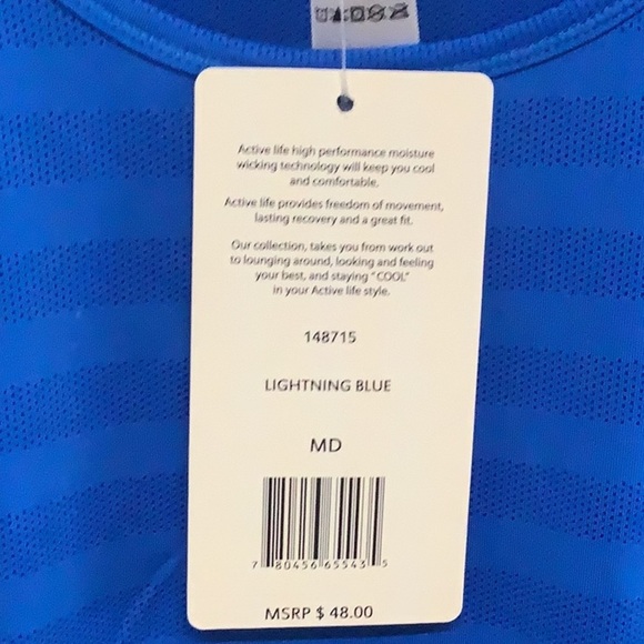 Active Life NEW - Sz M - Lightning Blue meshy-ish Gym work out cover sport shirt - Picture 7 of 7